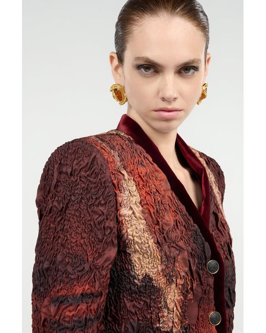 Roberto Cavalli Red Silk Jacket With Marble Print