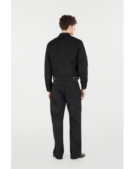 Roberto Cavalli Black Python-Print Denim Jacket for men