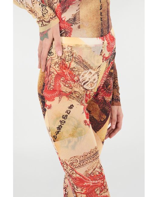 Roberto Cavalli White Pants With Oriental Print