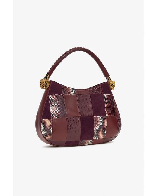 Roberto Cavalli Purple Patchwork Shoulder Bag