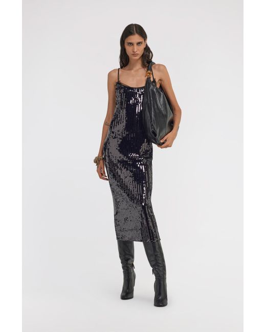 Roberto Cavalli Blue Sequined Midi Dress