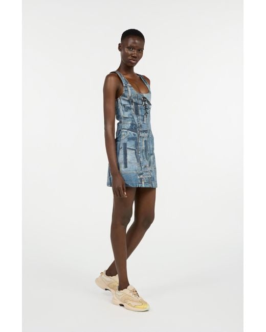 Robe Courte Collection Capsule Patchwork Roberto Cavalli en coloris Blue