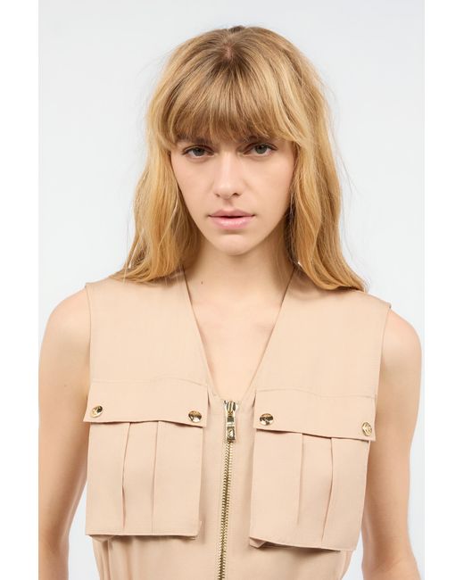 Roberto Cavalli Natural Mini Dress With Utility Pockets
