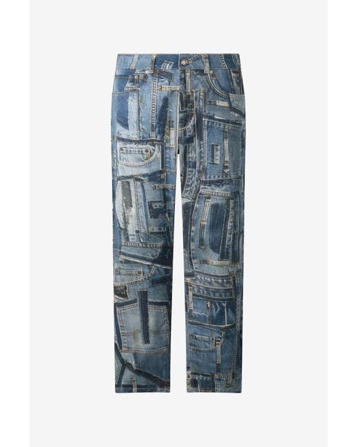 Roberto Cavalli Blue Patchwork Capsule Collection Jeans for men