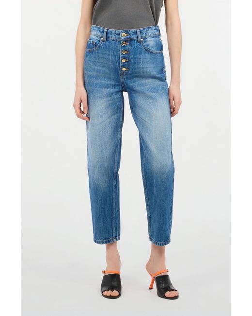 Vaqueros «Cropped» Con Logotipo En La Parte Trasera Roberto Cavalli de color Blue