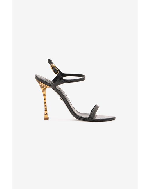 Roberto Cavalli Multicolor Crocodile-Effect Slingback Sandals