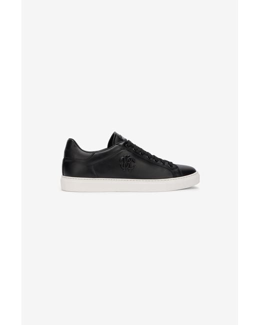 Roberto Cavalli Black Sneaker With Embossed Monogram Rc for men