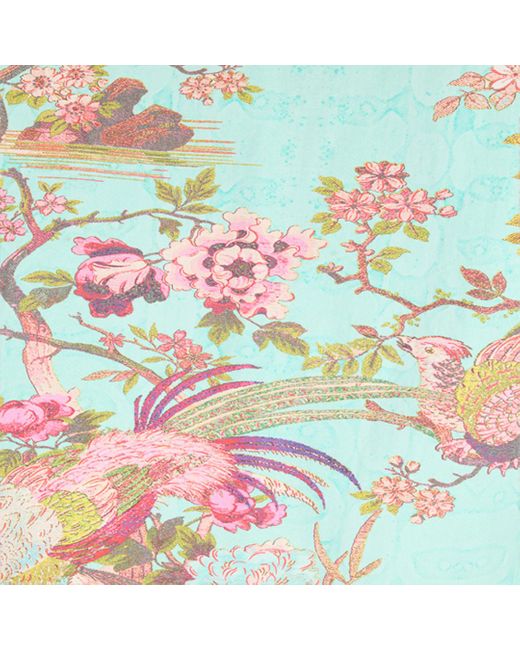 Abito Chemisier Con Stampa Oriental Bird di Roberto Cavalli in Blue