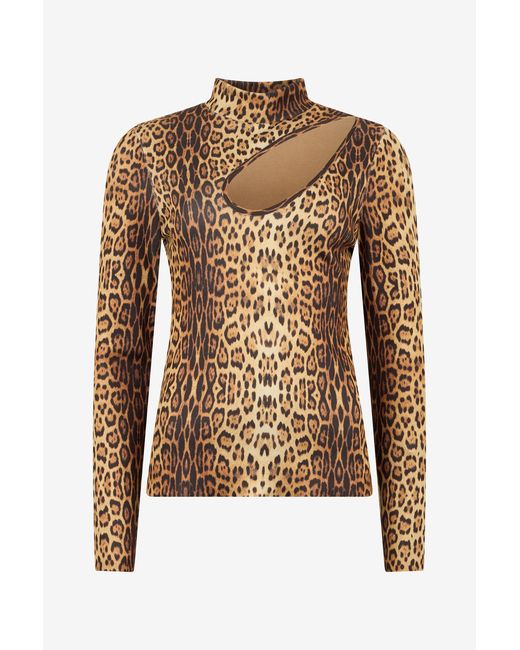 Pull Cut-Out À Imprimé Léopard Roberto Cavalli en coloris Brown