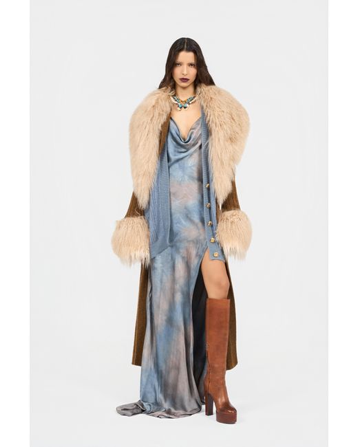 Roberto Cavalli Blue Knit Cardigan With Zebra Motif