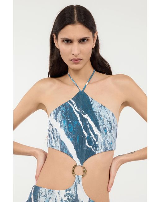 Roberto Cavalli Blue Rubane-Print Jumpsuit