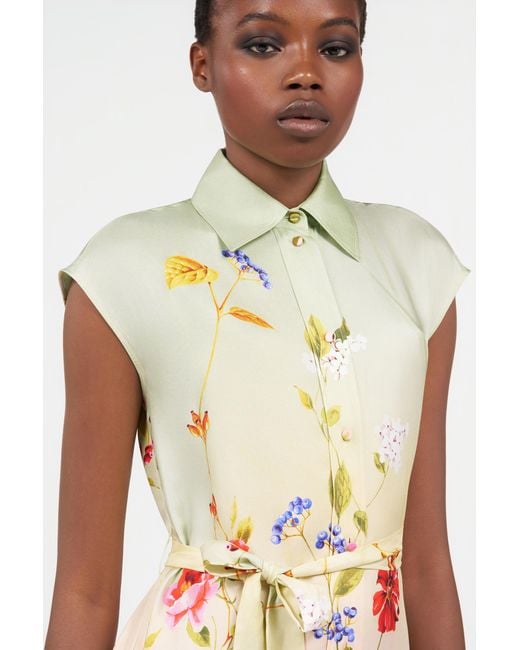 Roberto Cavalli White Long Silk Dress With Miami Flowers Print
