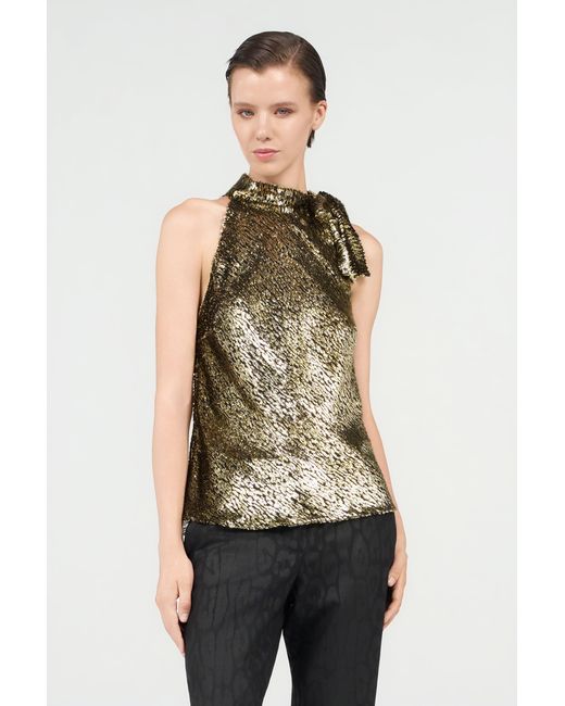 Roberto Cavalli Green Fil Coupé Top With Leopard Motif