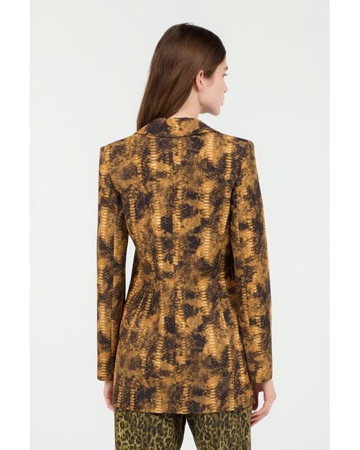 Giacca Stampa Python di Roberto Cavalli in Brown