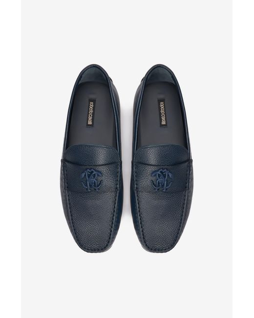 Roberto Cavalli Blue Leather Loafers for men