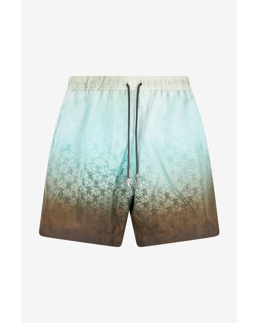 Roberto Cavalli Blue Monogram Print Swimsuit for men