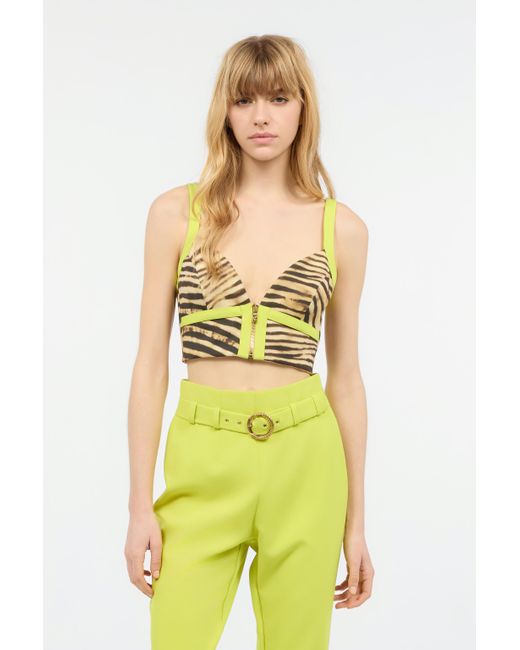 Haut Cropped Avec Imprimé Tiger Skin Roberto Cavalli en coloris Yellow