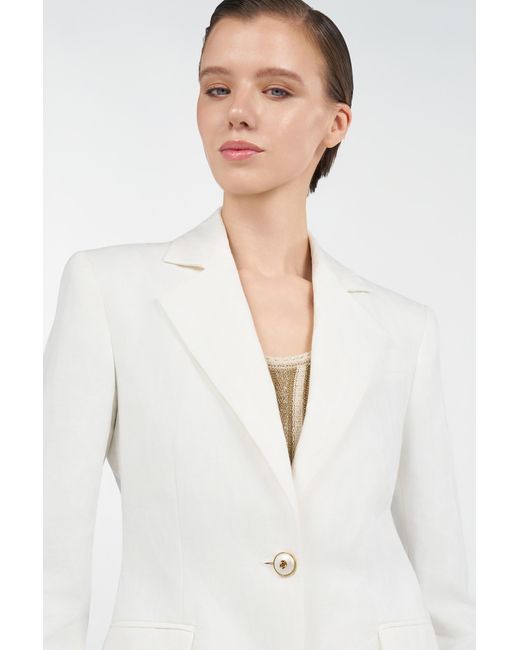 Roberto Cavalli Natural Cotton Jacquard Blazer With Leopard Print