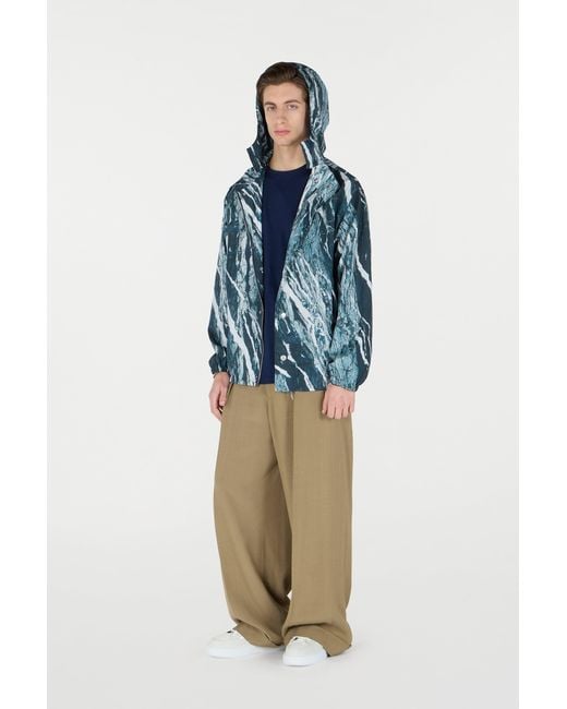 Roberto Cavalli Blue Marble-Print Bomber Jacket for men