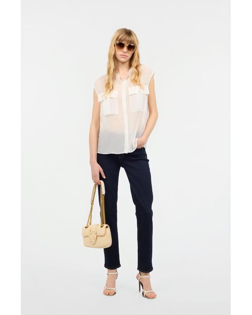 Roberto Cavalli White See-Through Sleeveless Top