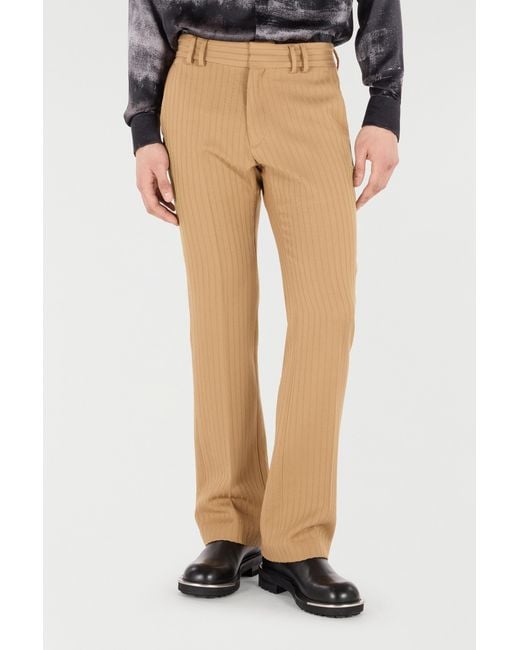 Roberto Cavalli Natural Striped Virgin Wool Pants for men