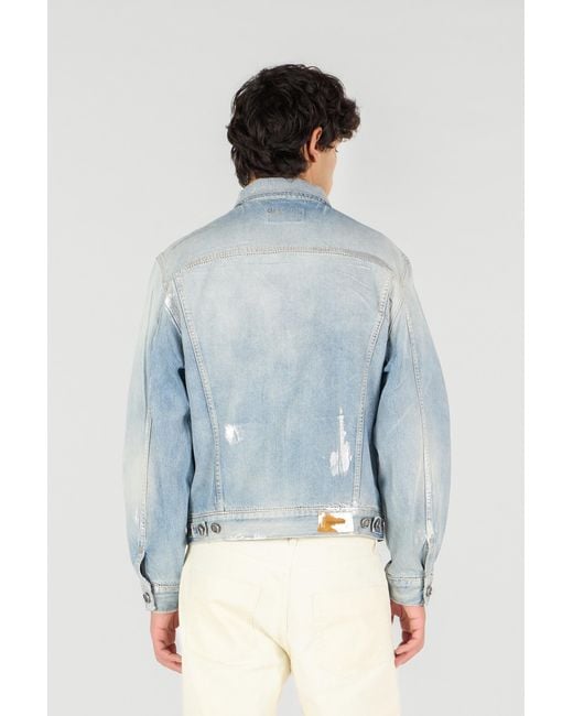 Roberto Cavalli Blue Light Laminated Denim Jacket for men