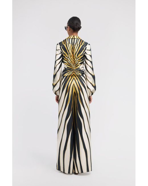 Roberto Cavalli White Ray Of Print Silk Jumpsuit
