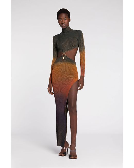 Vestido Maxi Degradado Con Aberturas Roberto Cavalli de color Black