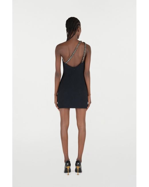 Roberto Cavalli Black Mini Dress With Bejeweled Neckline