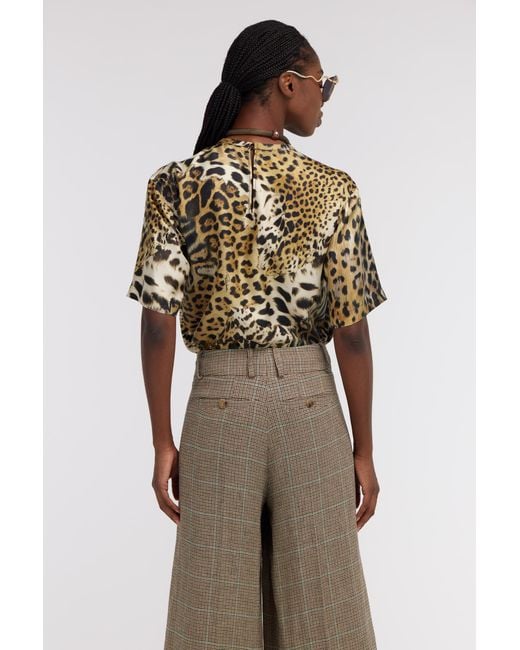 Roberto Cavalli Brown Jaguar Skin Print T-Shirt
