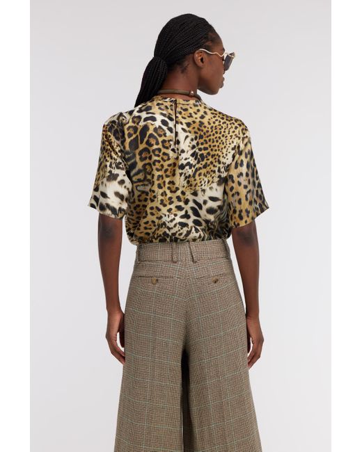Roberto Cavalli Brown Jaguar Skin Print T-Shirt