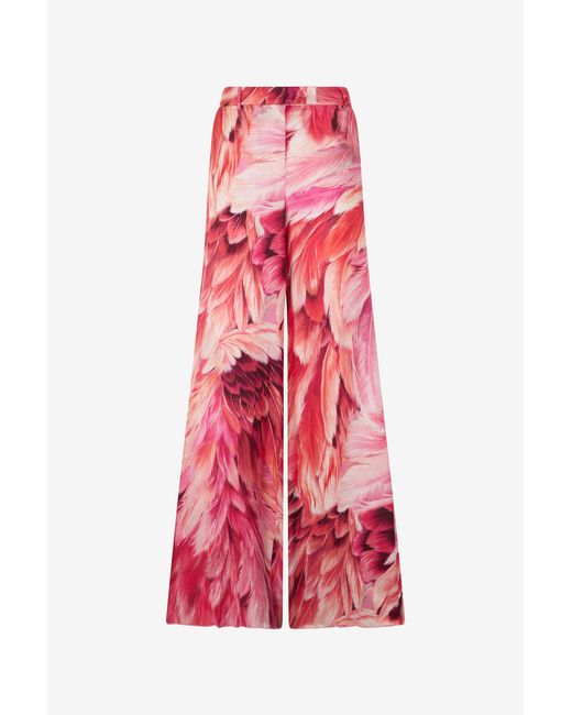 Roberto Cavalli Red Plumage Print Trousers