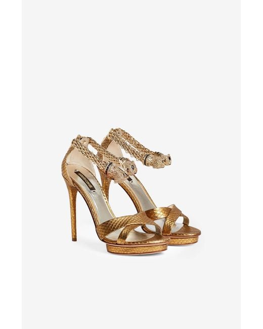 Roberto Cavalli White Jewel Panther Sandals