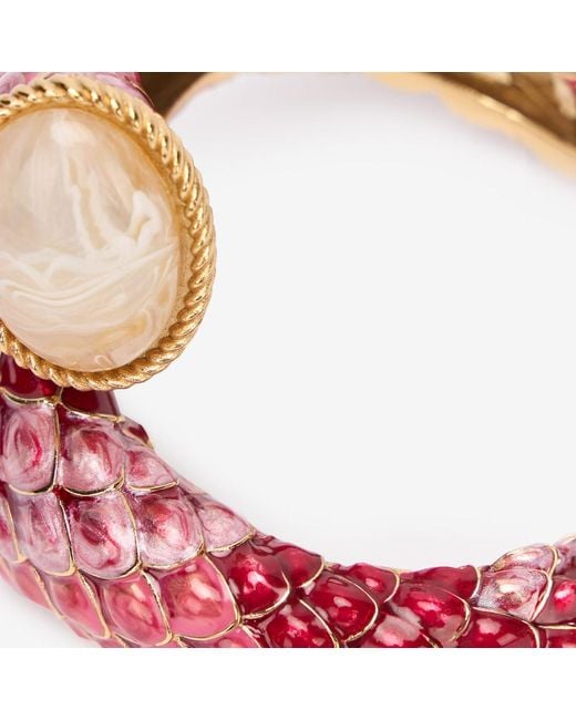 Roberto Cavalli Pink Enameled Scales Wrap Bracelet