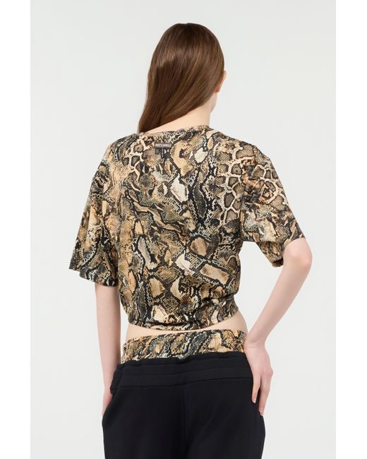 Roberto Cavalli Multicolor Crop Top With Python Print