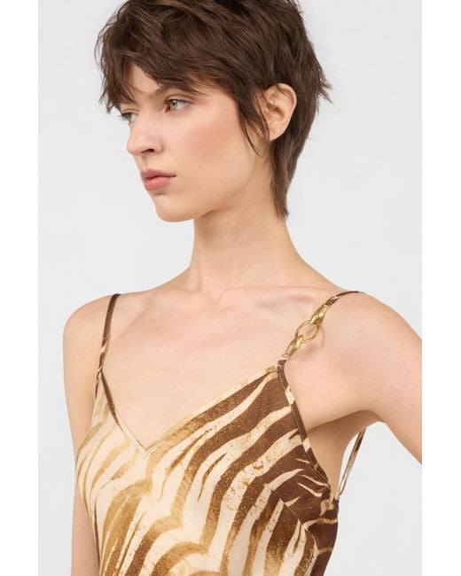 Roberto Cavalli Metallic Natural Barb Print Dress