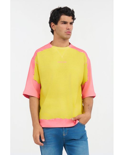 Roberto Cavalli Yellow And Color-Block T-Shirt for men