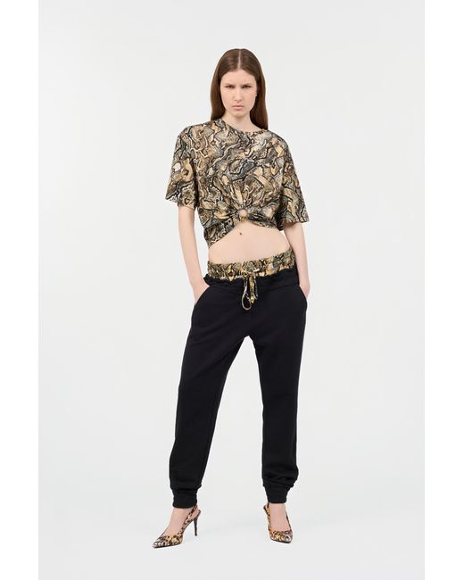 Roberto Cavalli Black Sporthose Mit Print Python Am Bund