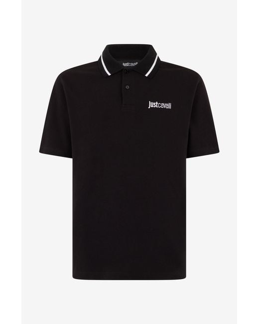Roberto Cavalli Black Polo With Logo for men