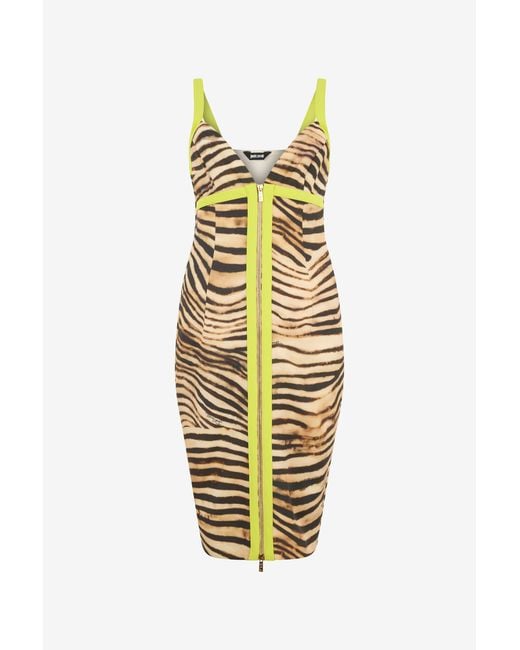 Roberto Cavalli Metallic Short Dress With Tiger Skin Print