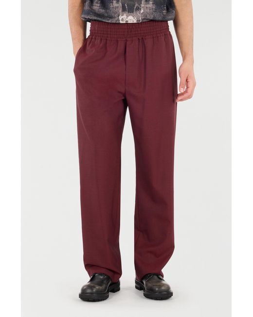 Roberto Cavalli Red Loose Virgin Wool Pants for men