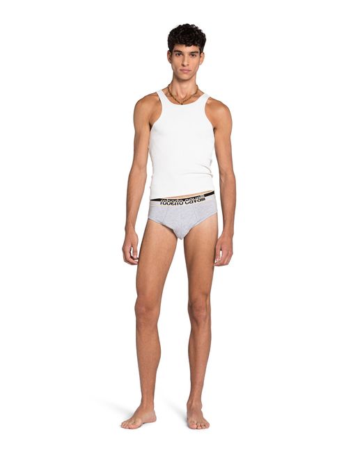 Roberto Cavalli White Two-Pack Cotton Briefs With Logo Waistband for men