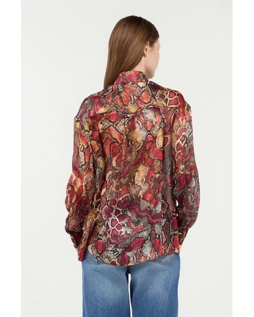 Roberto Cavalli Red Shirt With Python Print