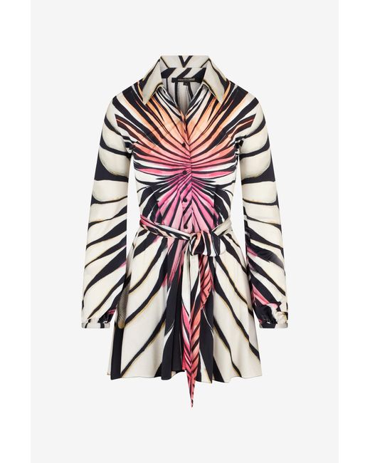 Roberto Cavalli White Ray Of Paradise Print Mini Dress