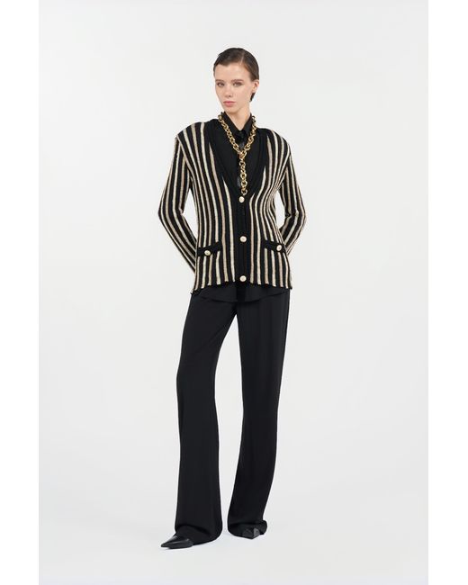Roberto Cavalli Black Silk Palazzo Trousers