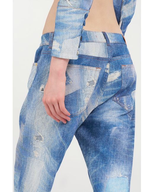 Roberto Cavalli Blue Patchwork Denim Jeans