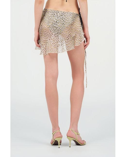 Roberto Cavalli White Baby Jaguar Print Silk Pareo