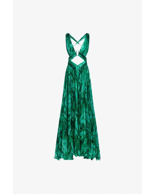 Roberto Cavalli Green Malachite Print Profumo Dress