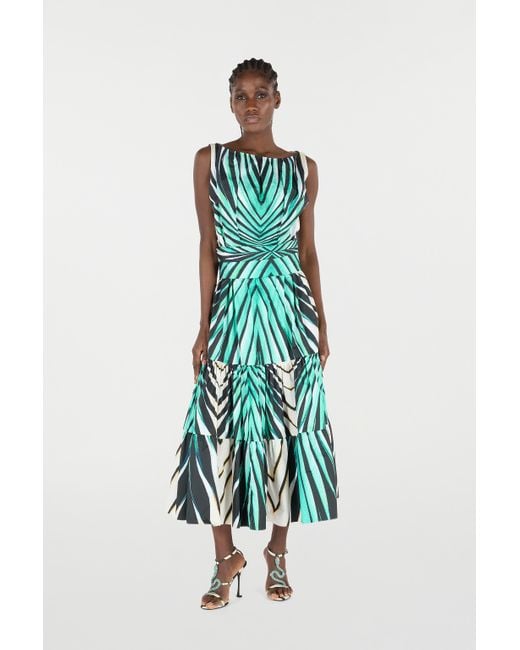 Roberto Cavalli Green Ray Of Sea Print Midi Dress