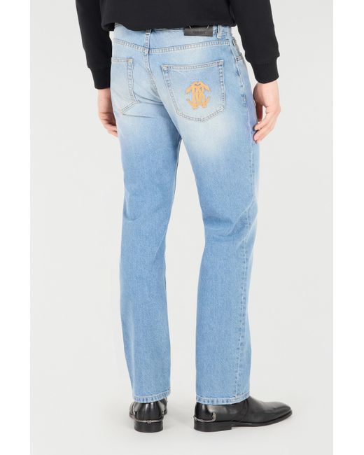 Roberto Cavalli Blue Jeans With Faded Detailing for men